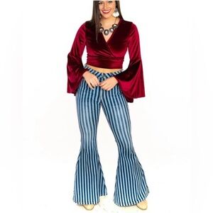 L&B High Rise Denim Stripe Extreme Flare Jeans